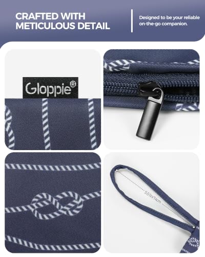 Image of Gloppie Small Makeup Bag for Purse Wristlet Cosmetic Pouch for Women Navy