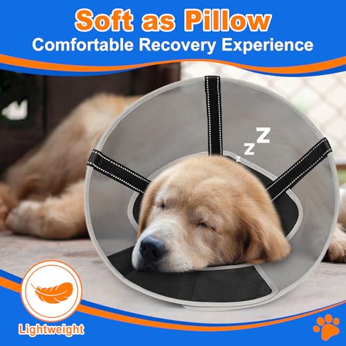 Image of Breathable Mesh Dog Cone Collar for Surgery, Soft Elizabethan Recovery Alternative to Stop Licking,Pet Neck Collar for Large Medium Small Breeds, XS