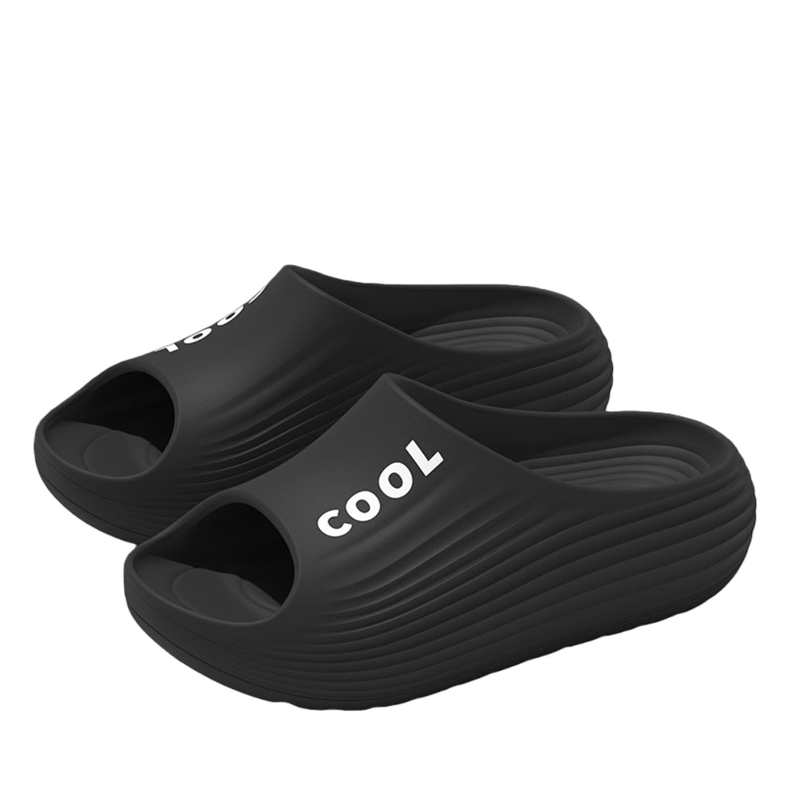Gyios Summer Slippers Cloud Sliders For Women And Men Unisex Shower Pool Thick-soled Sports Relax Sandals Indoor Outdoor-black-38-39