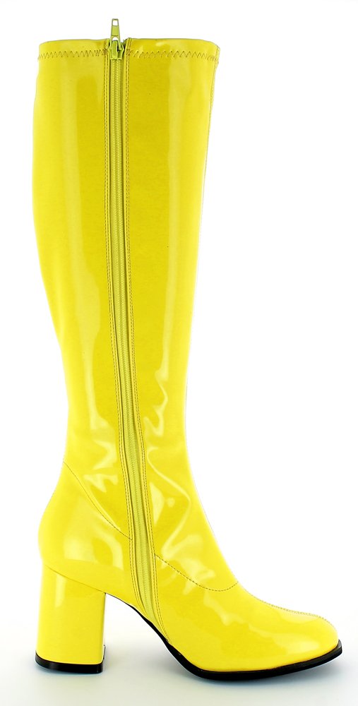 Das Kostümland Gogo Damen Retro Lackstiefel - Tolle Schuhe zur 70er 80er Jahre Disco Hippie Mottoparty - SCHMALER SCHAFT