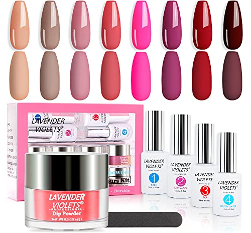 Lavender Violets Dip Pulver 13 Pcs 14g/Glas Dipping Powder System Nagel Starter Kit Acryl Puder Nail Farbe für Maniküre…