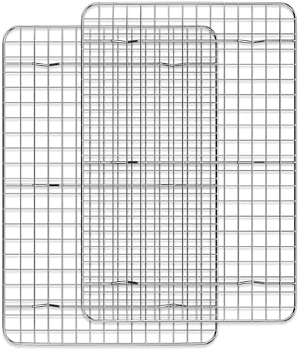 Cooling Rack for Baking 2-Pack, 15 x 10 Inches Baking Rack, Stainless Steel Wire Cookie Rack Fits Jelly Roll Sheet Pan, Oven Safe for Cooking, Roasting, Grilling