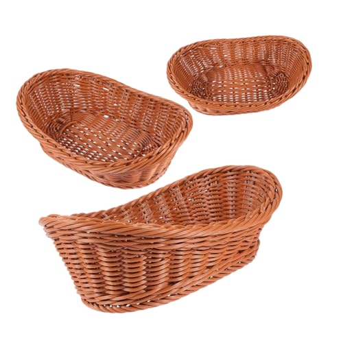 3pcs Handwoven Storage Baskets Versatile Empty Woven Baskets for Fruits Bread and Snacks Plastic Material for Kitchen Dining Decor