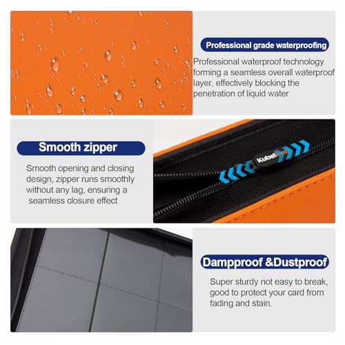 Image of Card Binder - 720 Capacity, Zippered Trading Card Holder for MTG, Sports & Collectible Cards - Acid-Free, Durable & Travel-Friendly Storage (Orange dots, 12 Pocket)