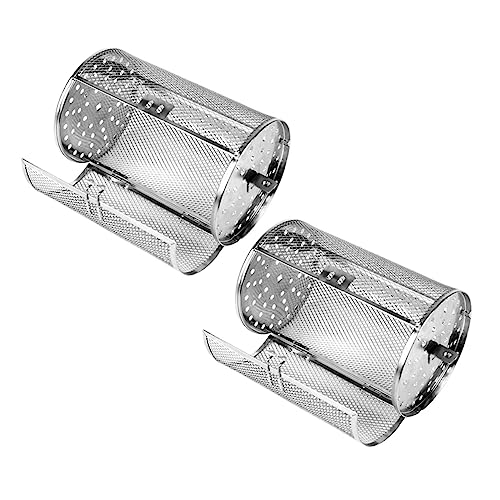 VOSAREA 2Pcs Stainless Steel Grilled Cages for Electric Oven Rotating Grill Baskets for Vegetables Meats Tools for Barbecue Baking