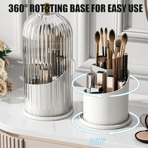 Concealed-Toothbrush-Holder-Rotating-Bathroom-Organizer-Countertop-Toothbrush-and-Toothpaste-Holders-with-Cover-Waterproof-and-Dustproof-360-Rotating-Base-for-Bathroom-Countertop
