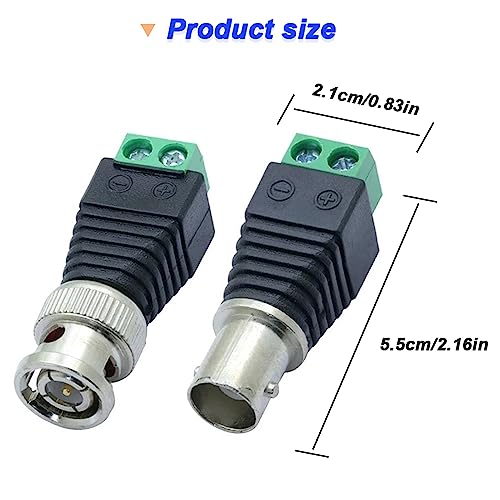 Xiatiaosann BNC Male & Female Balun Connectors, Coaxial Cat5 to BNC, 20 Pack, for CCTV Surveillance Camera Video Transmission - Image 3