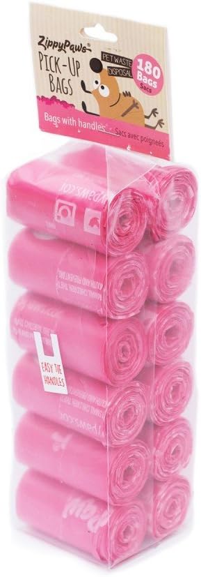 ZippyPaws - Dog Poop Pick-Up Bags, Replacement Rolls, Large Strong Waste Bags with Easy-Tie Handles, Measures 14.5 Inch by 5.5 Inch -…
