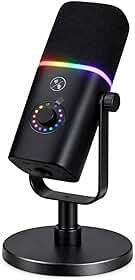 Microfone Dinâmico Gamer RGB 48kHz Conexões USB/XLR com Base Suporte e Monitoramento P2 Mute Plug & Play para Jogos, Streaming Lives, Podcast