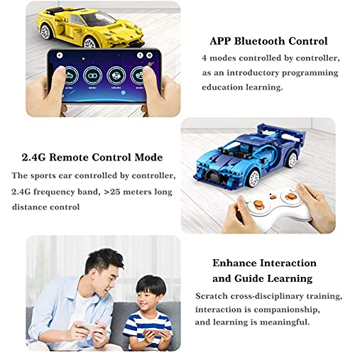 FYHCY Technik Sportwagen Bausteine Modell für Lamborghini, CADA C51073W 2.4G Rennwagen Auto mit Fernbedienung, 325 Teile… – Bild 3