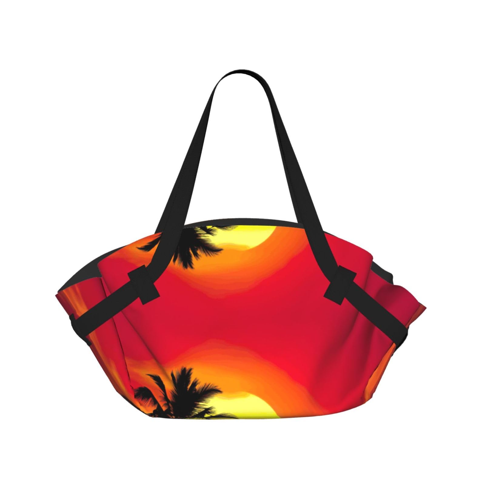 WYCZHY Tropical Sunset Printed Foldable Round Picnic Blanket Converts to Carry Bag, 37in Mat for Camping Date Night