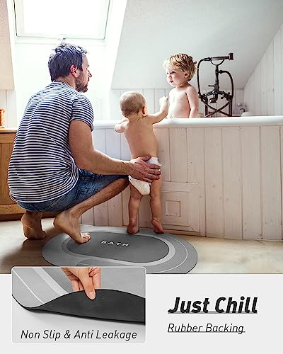 MontVoo Bath Mat - Non Slip, Quick Dry, Stain Resistant Bath Mat Rug for Bathroom Floor - Easy Care Shower Rug for Outside Bathtub - 17"x27" Grey