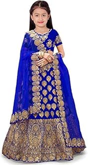 Girl's Satin KD Designer Heavy Work Semi-stitched Lehenga Choli Indian Etheric Wear, 2-16 Years