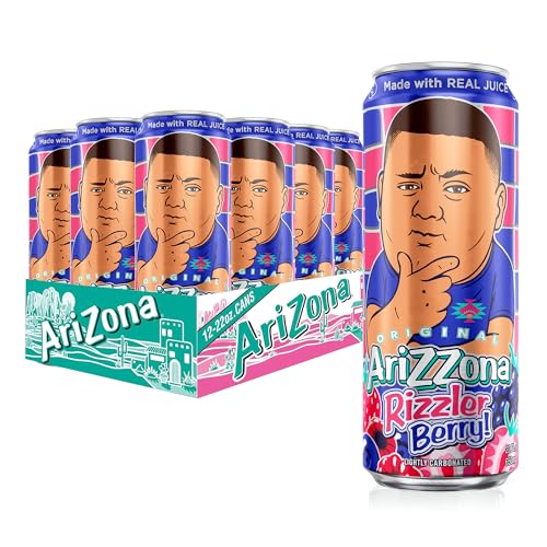AriZona Rizzler Berry, Fruit Juice Soda Drink, Lightly Carbonated - Big Can, 22 Fl Oz (Pack of 12)