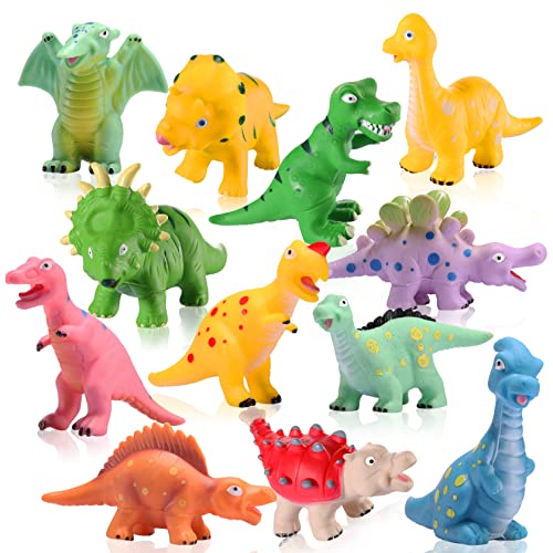 Dinosaur Baby Bath Toys For Toddler 1-3 Bathtub Toys 12Pack Mold Free No Holes Soft Pool Toys For Baby Kids Birthday Gifts Pool Party #TOP1