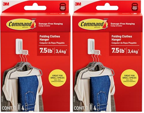 Command Folding Clothes Hanger, Holds up to 5 Hangers 7.5