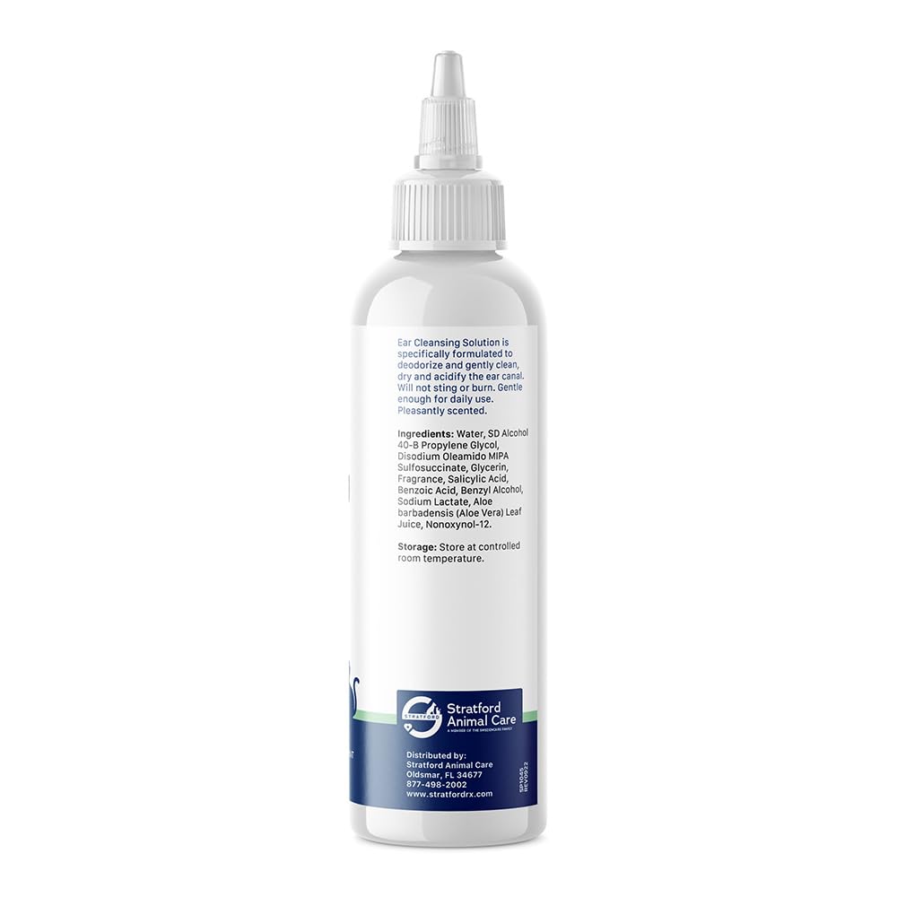 Stratford Pharmaceuticals Ear Cleaner & Drying Solution for Dogs & Cats w/Aloe Vera to Wash Debris, Wax, Odor & Irritation Relief, Sweat Pea Vanilla Scent, 12 oz - image 2