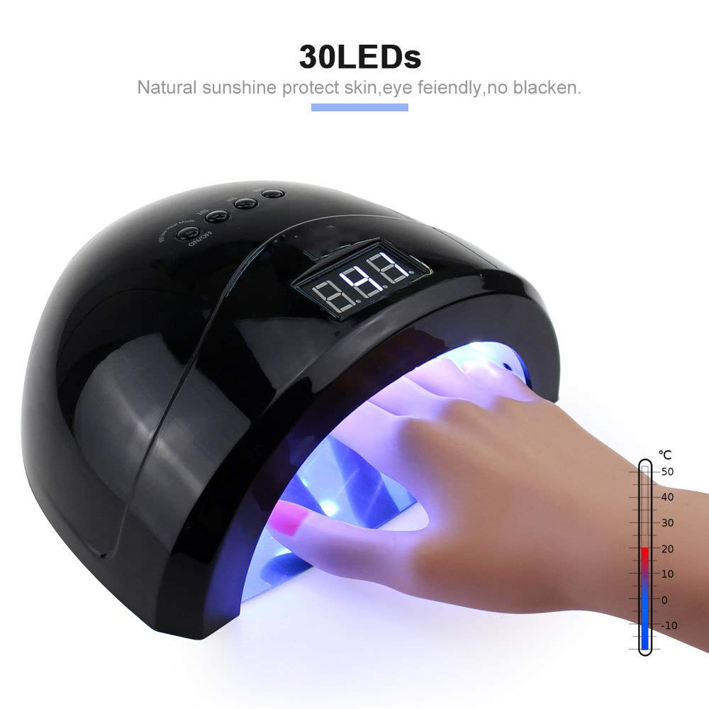 Lampade UV per Unghie in Gel, Kit Unghie in Gel LED, Sensore Intelligente per Essiccatori per Unghie Professionali a Polimerizzazione Rapida, Impostazione Timer a Doppia Sorgente di Luce,Nero