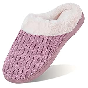 WateLves Women’s Memory Foam Slippers Comfort Wool-Like Plush Fleece Lined House Shoes for Indoor & Outdoor