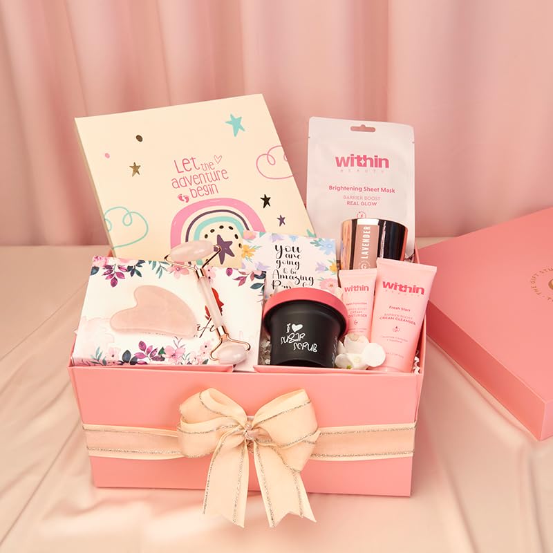 The Gift Studio Mama?s Glow Box | Luxury Baby Shower Gift Hamper for Mom-to-Be | Skincare, Candle, Baby Record Book & More-image-1