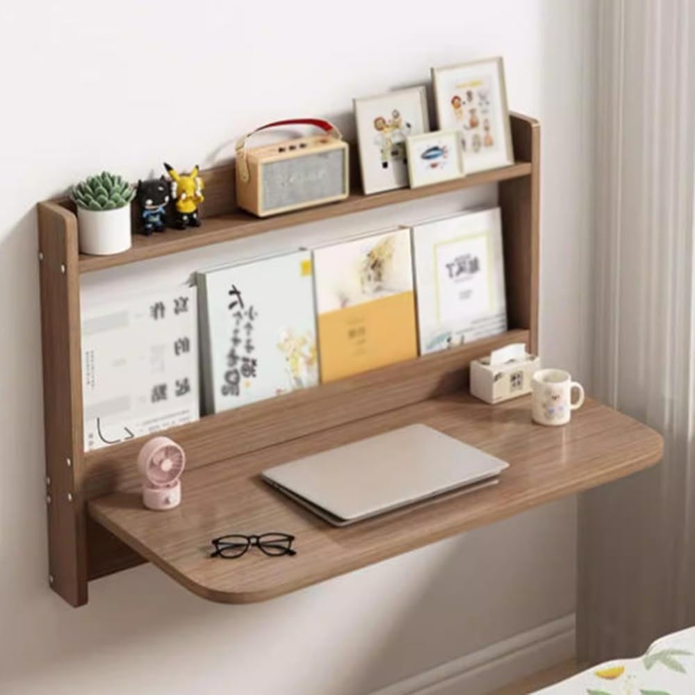 Estantería de pared plegable para concesiones, mesa plegable, escritorio de computadora de montaje en madera, estación de trabajo de escritura para espacios pequeños