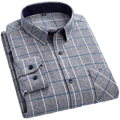 Chemise à carreaux en coton brossé homme Pohullan XL coupe ajustée