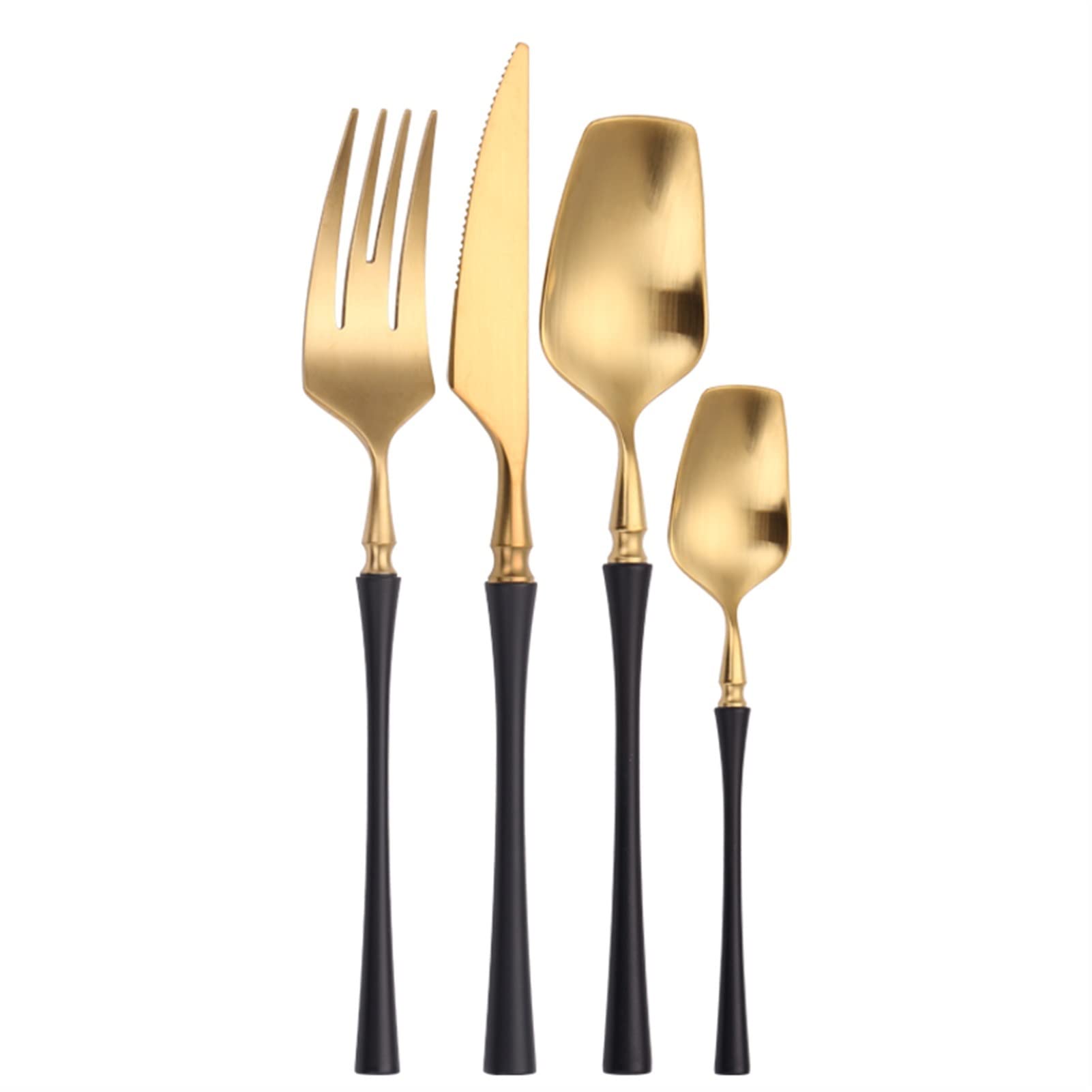 Besteck-Sets, schwarz, matt, Besteck-Set, 4-teilig, Gabeln, Messer, Löffel, Geschirr-Set, 304 Edelstahl, Geschirr, luxuriöses goldenes Besteck-Set