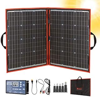 DOKIO 110w 18v Portable Foldable Solar Panel Kit (21x28inch, 5.9lb) Solar Charger With Controller 2 Usb Output To Charge 12v Batteries/Power Station (AGM, Lifepo4) Rv Camping Trailer Emergency Power