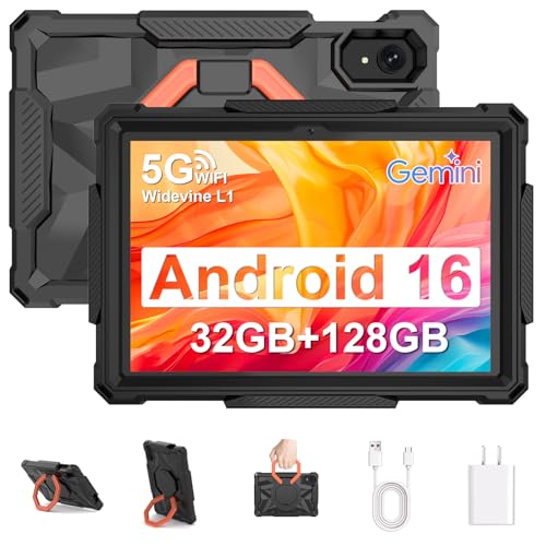 EHFiDC Tablet 10 Inch Android 16 Tablets, 32GB RAM 128GB ROM 2TB Expand, 2.2GHz Octa-Core, 6000mAh, 5G WiFi, HD IPS Display, Widevine L1, Drop-Proof EVA Case