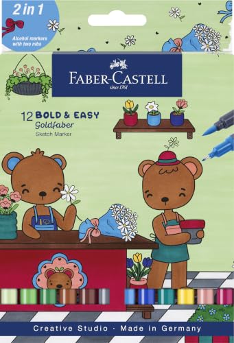 FABER-CASTELL - Goldfaber Sketch Marker Bold & Easy, 12 couleurs