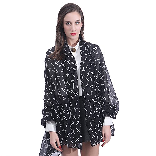 Lina & Lily Cross Print Women's Large Scarf Lightweight3