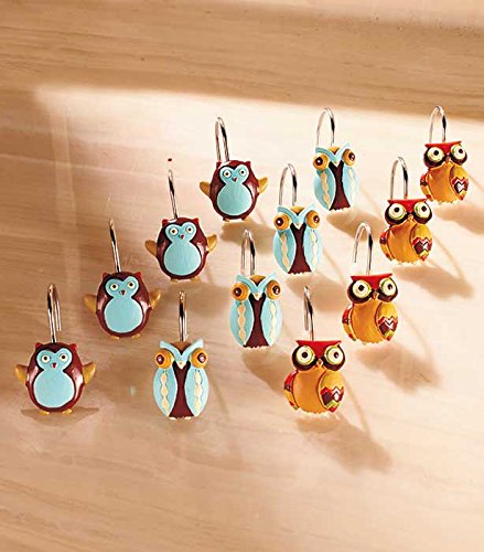 GetSet2Save Set von 12 Eule Duschvorhang Haken Cover