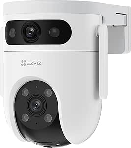 EZVIZ Dual Lens 4K (2K+2K) Wired Security Camera Outdoor Wifi, 360° Pan Tilt, Supports 512GB, Auto-Track, Patrol Mode, Human/Vehicle Detection, Colour Night Vision, No Monthly Fee, Alexa/Google (H9c) asin的图片