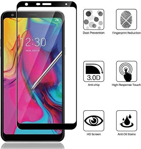 [3 Pack] LϟK Designed for LG Stylo 5 / Stylo 5 Plus/Stylo 5X Tempered Glass Screen Protector, [Full Cover] [ Easy Installation] Bubble Free (Black)