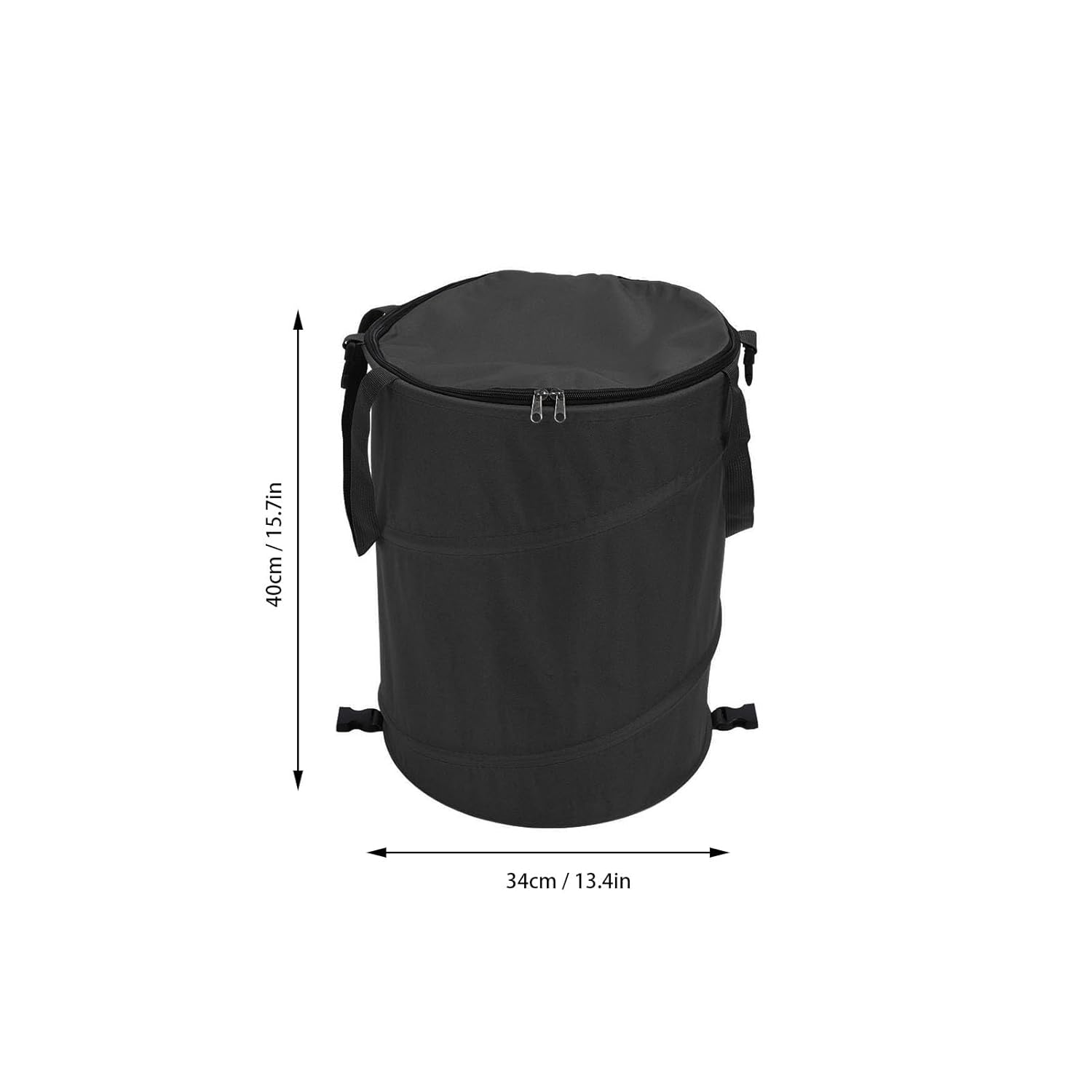 10 Gallon Camping Trash Can, Collapsible Pop-Up Outdoor Leaf Can Automotive Waterproof Portable Bag with Lid for Yard Car Gardening Parties (Black)