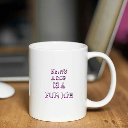 Miniatura 2 de Police Officer's Gift, Perfect Appreciation Present for an Aunt - Being a Cop Is a Fun Job, Funny Quote on 11 Oz White Ceramic Coffee Mug