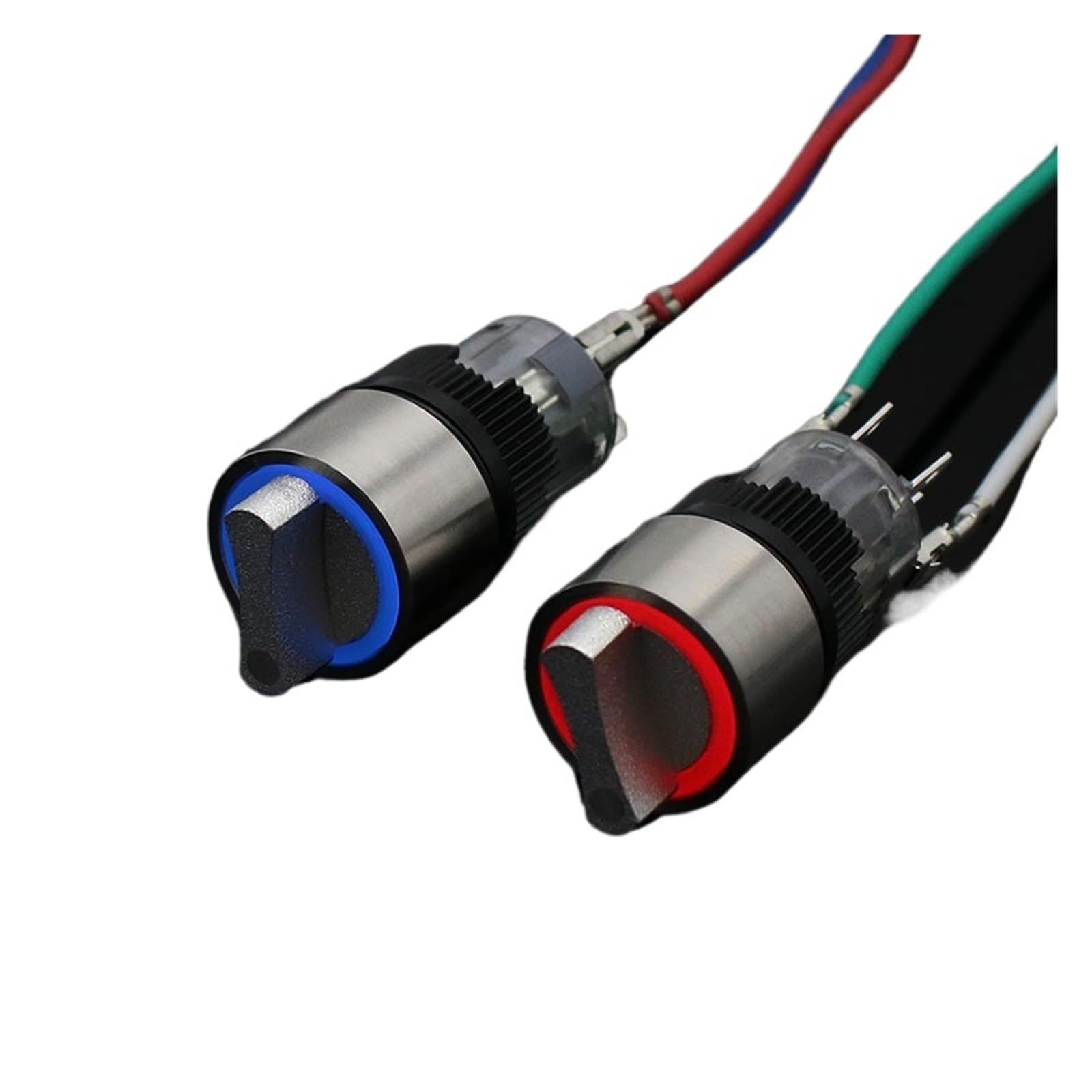 Interrupteur rotatif 16mm LED vert 5V DPDT bouton sélection métal étanche