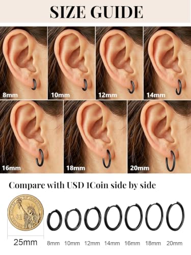 Image of Silvora 14K Gold Plated Huggie Hoop Earrings for Women, Small Sterling Silver Hoops, Hypoallergenic Cartilage Earrings for Sensitive Ears 8 /10 /12 /14 /16 /18 /20MM