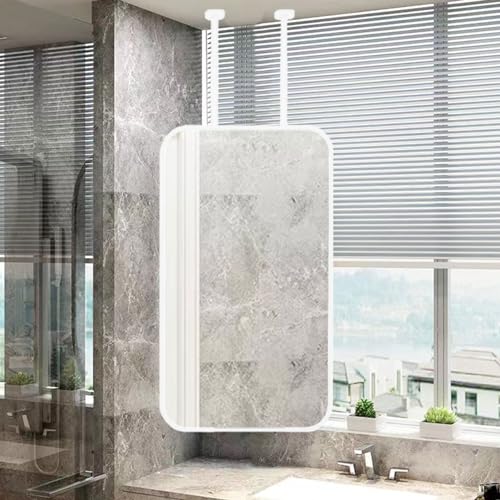 Drsyffsup Espejo Rectangular para Colgar en el Techo, Espejo de tocador Ducha de Maquillaje, Espejo de Pared Grande con Brazos Dobles montados en el Techo, Espejo Colgante Decorativo(50cmx60cm)