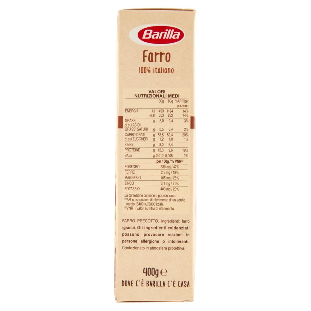 Italian Gourmet Farro cereale 100% Italiano Korn für Salate Bowls 12 x 400g | Chicchi perlati dal gusto rustico, ballaststoffreich, schnell gekocht, Gesamtnettogewicht 4,8 kg + Kostenlos Polpa 400g