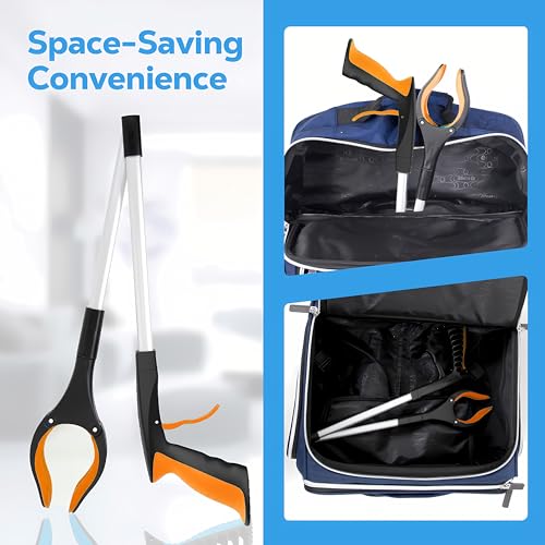 Image of Grabber Reacher Tool - 32 inch Extra Long Foldable Gripper and Reaching Tool - Heavy Duty Pick Up Stick Grabbers for Seniors, Trash, Surgery Recovery Must Haves Gifts (Orange)