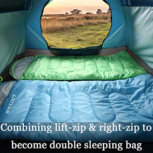 Envelope Sleeping Bag - 4 Seasons Warm Cold Weather Lightweight, Portable, Waterproof Compression Sack for Adults & Kids - Indoor & Outdoor Activities: Traveling, Camping, Backpacking, Hiking, Purple - Thumbnail 5
