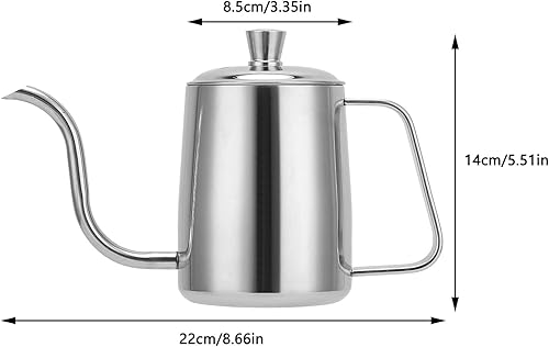Miniatura 5 de Cafetera pequeña de 11.8 fl oz, hervidor de café manual de acero inoxidable con tapa para uso doméstico de café (plateado)