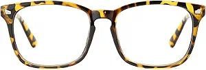 TIJN Blue Light Blocking Glasses for Women Men Clear Frame Square Nerd Eyeglasses Anti Blue Ray Computer Screen Glasses