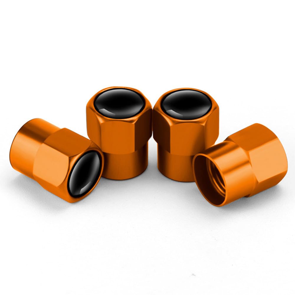MBBROS 4 Pcs Aluminum Tire Stem Valve Caps for Suzuki Hatchback Kei/MR Wagon/Reno/Splash/Swift, Universal 13X8MM Car Wheel Valve Cap Tyre Valve Metal Dust Caps Accessories,D Orange