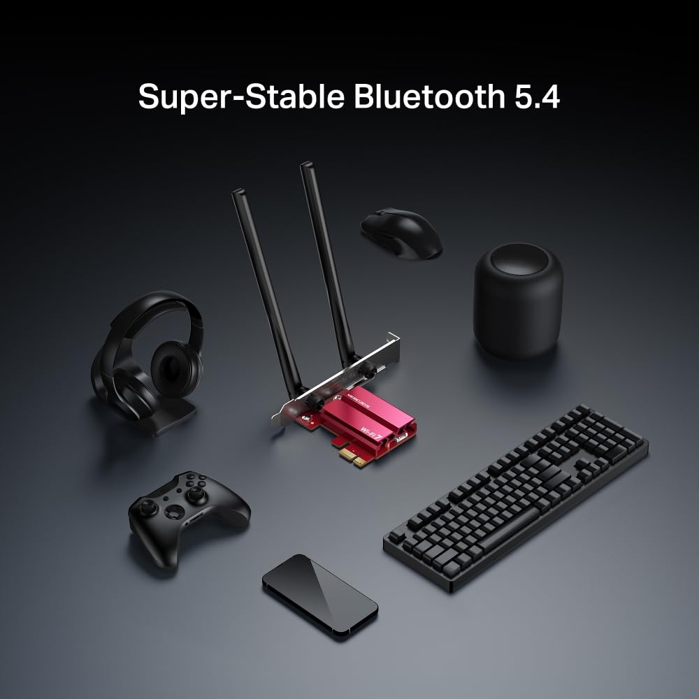 Mercusys MA37BE Wi-Fi 7 PCIe Adapter & Netzwerkkarte Tri-Band BE6500 WLAN, Bluetooth 5.4, WPA3-Verschlüsselungsstandard, MU-MIMO, unterstützt nur Windows 11