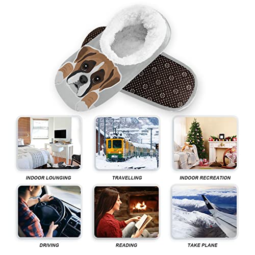 Boxer Dog Puppy Home Slippers Spa Travel House Slipper Soft Memory Foam Slipper Non Slip for Women Men Hotel Bedroom Shoes Slippers M 5