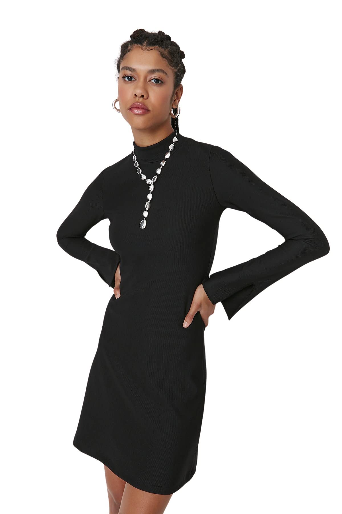 Trendyol Women Mini A-line Regular Knit Dress Schwarz