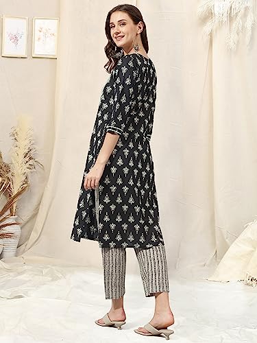 Image of MIRCHI FASHION Pure Cotton Straight Kurta Set for Women with Pant | Printed Kurta Pant Set | Ethnic Office Wear Kurta Set with Trouser