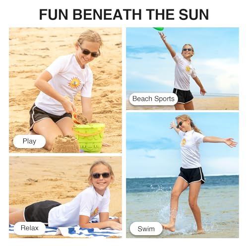 Image of Kanu Surf Girls' Karlie Rash Guard UPF 50+ Sun Protection Short Sleeve Swim Shirt